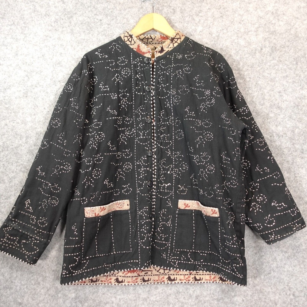 Reversible Loop Button Jacket S L Black White Eth… - image 4